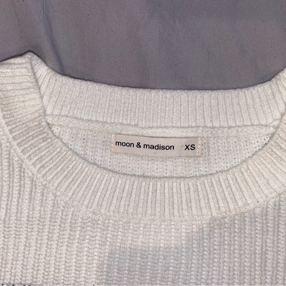 Women's Striped Sweater - White and Navy - Picture 2 of 3